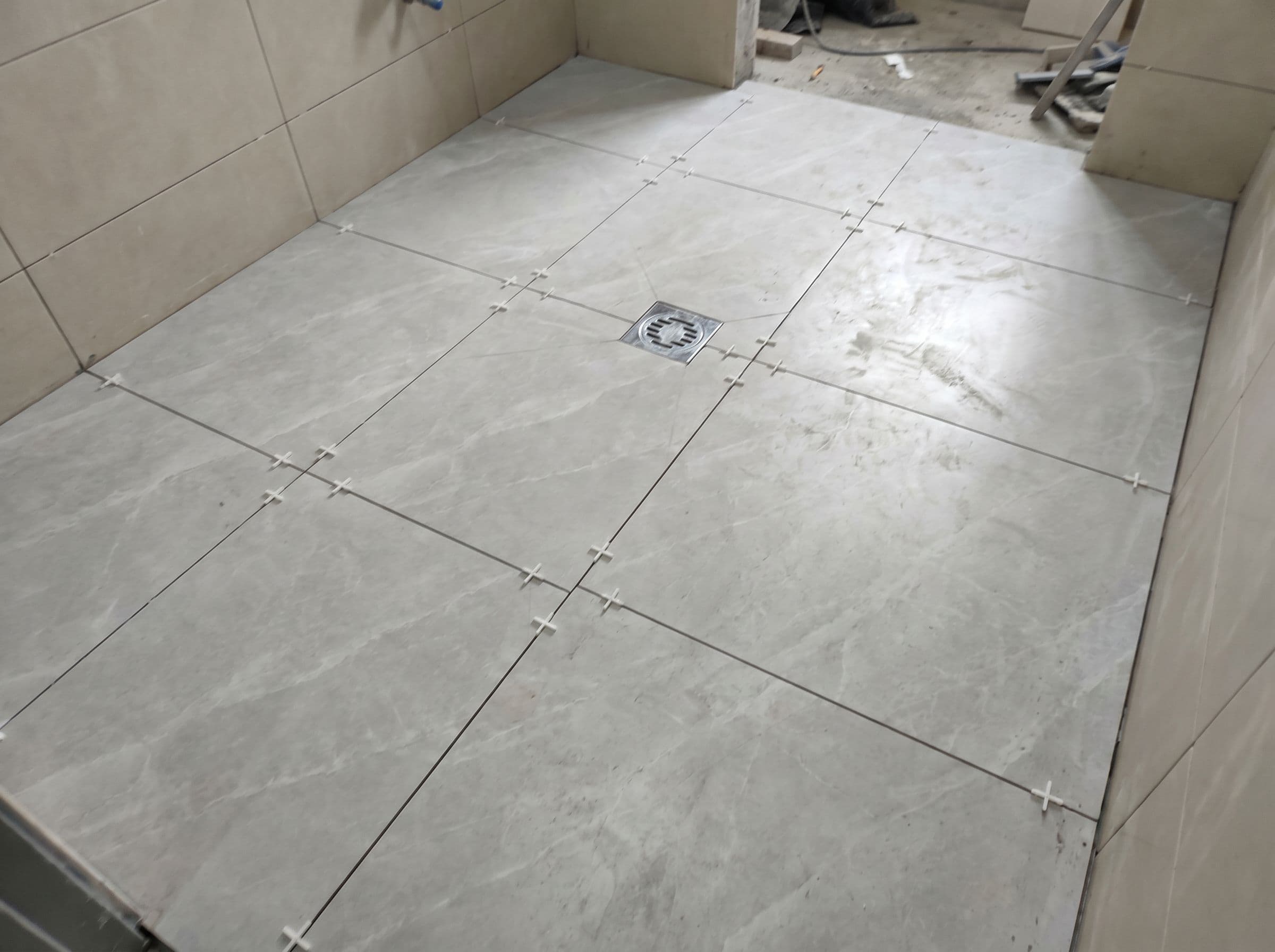 Floor tiling completed